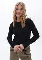 Bayan Siyah Pamuklu Uzun Kollu Tişört