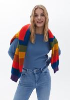 Bayan Mavi Pamuklu Uzun Kollu Tişört