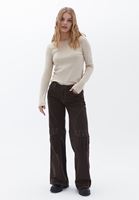 Bayan Bej Pamuklu Uzun Kollu Tişört