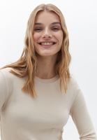 Bayan Bej Pamuklu Uzun Kollu Tişört