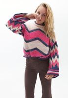 Bayan Çok Renkli Loose-Fit Desenli Kazak