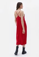 Bayan Pembe Saten Midi Boy Elbise