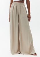 Bayan Bej Yüksek Bel Wide-Leg Pantolon ( TENCEL™ )