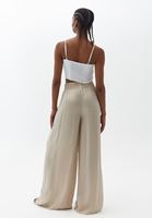 Bayan Bej Yüksek Bel Wide-Leg Pantolon ( TENCEL™ )