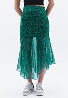Women Mixed Asymmetrical Midi Length Skirt