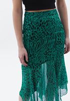 Women Mixed Asymmetrical Midi Length Skirt