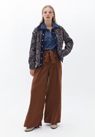 Bayan Kahverengi Ultra Yüksek Bel Süet Pantolon