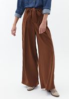 Bayan Kahverengi Ultra Yüksek Bel Süet Pantolon