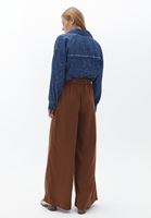 Bayan Kahverengi Ultra Yüksek Bel Süet Pantolon