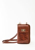 Bayan Kahverengi Crocodile Dokulu Telefon Çantası