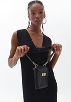 Bayan Siyah Crocodile Dokulu Telefon Çantası