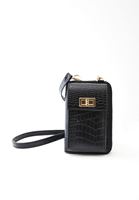 Bayan Siyah Crocodile Dokulu Telefon Çantası