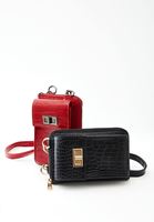 Bayan Siyah Crocodile Dokulu Telefon Çantası