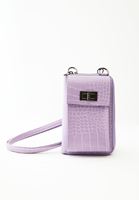 Bayan Lila Crocodile Dokulu Telefon Çantası