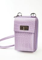 Bayan Lila Crocodile Dokulu Telefon Çantası