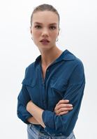Bayan Mavi Loose-Fit Gömlek ( TENCEL™ )