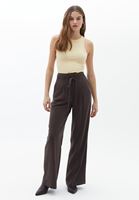 Bayan Kahverengi Ultra Yüksek Bel Wide-Leg Pantolon ( TENCEL™ )
