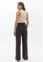 Bayan Kahverengi Ultra Yüksek Bel Wide-Leg Pantolon ( TENCEL™ )