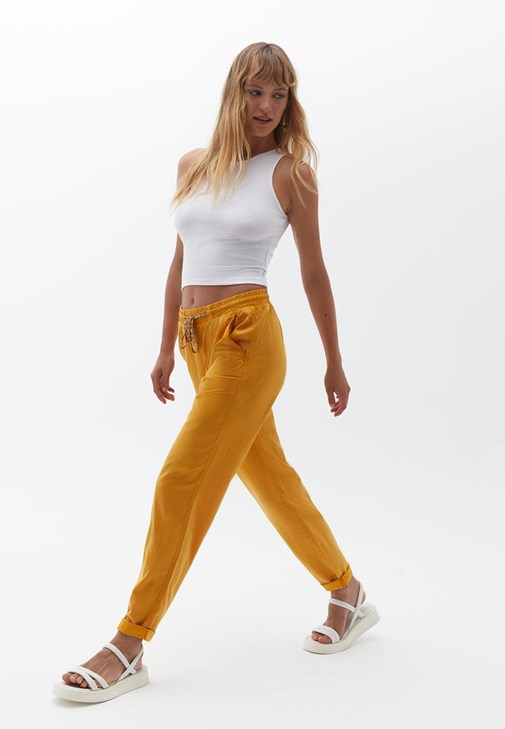 Sarı Beli Lastikli Carrot-Fit Pantolon ( TENCEL™ )