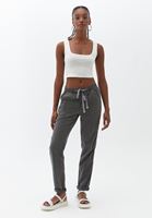 Bayan Gri Beli Lastikli Carrot-Fit Pantolon ( TENCEL™ )