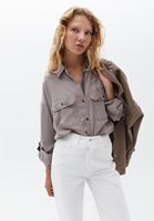 Bayan Bej Cepli Loose-Fit Gömlek ( TENCEL™ )