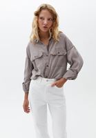 Bayan Bej Cepli Loose-Fit Gömlek ( TENCEL™ )