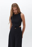 Bayan Siyah Sırt Dekolteli Tulum ( TENCEL™ )