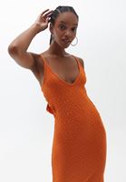 Bayan Turuncu Bağlama Detaylı Askılı Elbise