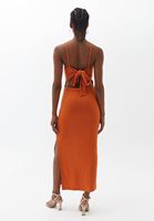 Bayan Turuncu Bağlama Detaylı Askılı Elbise