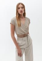 Belden Bağlamalı Crop Bluz