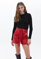 Bayan Siyah Bisiklet Yaka Triko Kazak