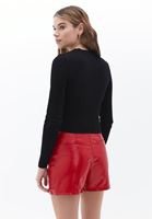 Bayan Siyah Bisiklet Yaka Triko Kazak