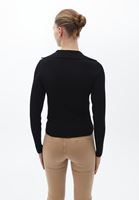 Bayan Siyah Polo Yaka Triko Kazak