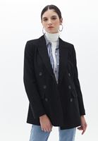 Bayan Çok Renkli Çizgili Boyfriend Blazer Ceket