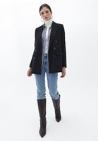 Bayan Çok Renkli Çizgili Boyfriend Blazer Ceket