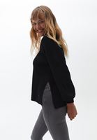 Bayan Siyah Balon Kollu Triko Kazak