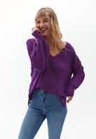 Bayan Mor Balon Kollu Triko Kazak