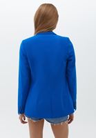 Bayan Mavi Düğmeli Blazer Ceket