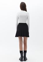Bayan Siyah Pile Detaylı Mini Etek