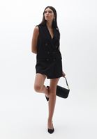 Bayan Siyah Düğmeli Blazer Yelek