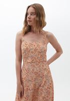 Bayan Çok Renkli Yırtmaçlı Askılı Elbise