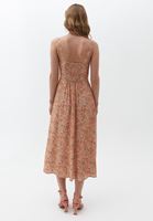 Bayan Çok Renkli Yırtmaçlı Askılı Elbise