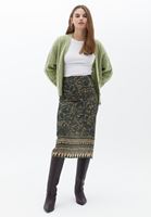 Bayan Çok Renkli Yüksek Bel Midi Etek