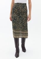 Bayan Çok Renkli Yüksek Bel Midi Etek