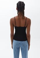 Bayan Siyah Dantel Detaylı V Yaka Atlet