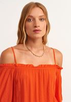 Bayan Kırmızı Yakası Büzgülü Kısa Tulum