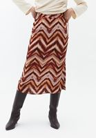 Bayan Çok Renkli Yüksek Bel Midi Etek