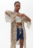 Bayan Çok Renkli Püskül Detaylı Kimono