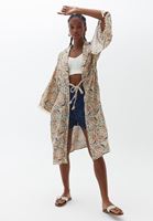 Bayan Çok Renkli Püskül Detaylı Kimono