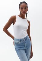 Bayan Beyaz Sırt Dekolteli Atlet